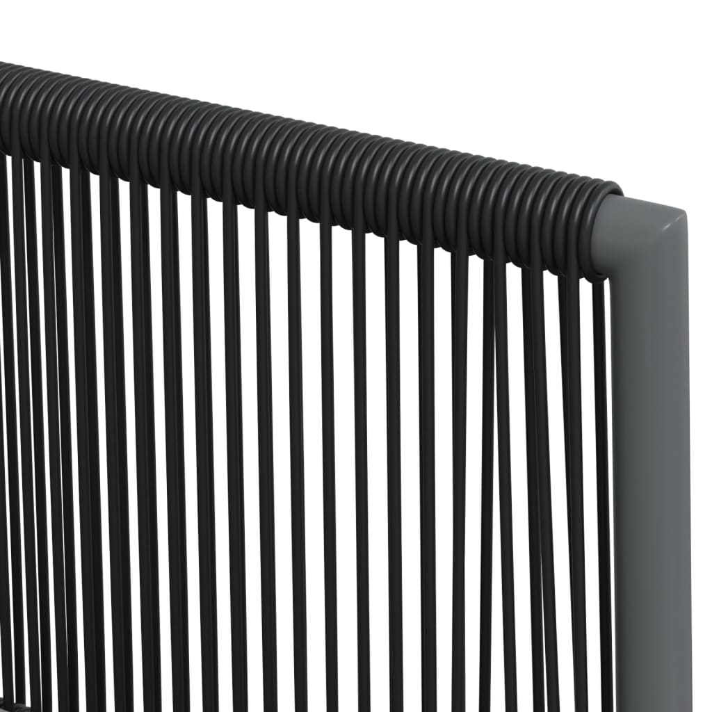 Ensemble à manger de jardin coussins 5pcs noir rotin et acier