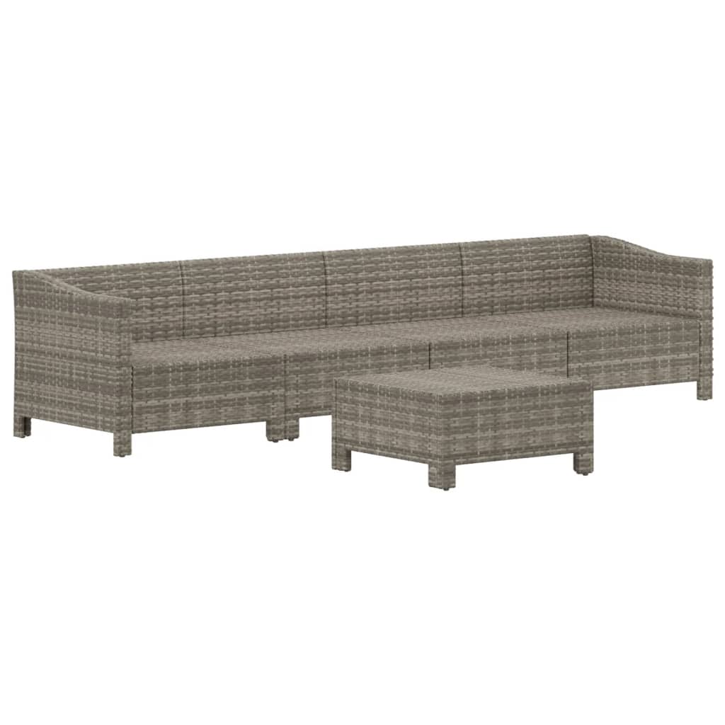 Salon de jardin 5 pcs avec coussins Gris Résine tressée