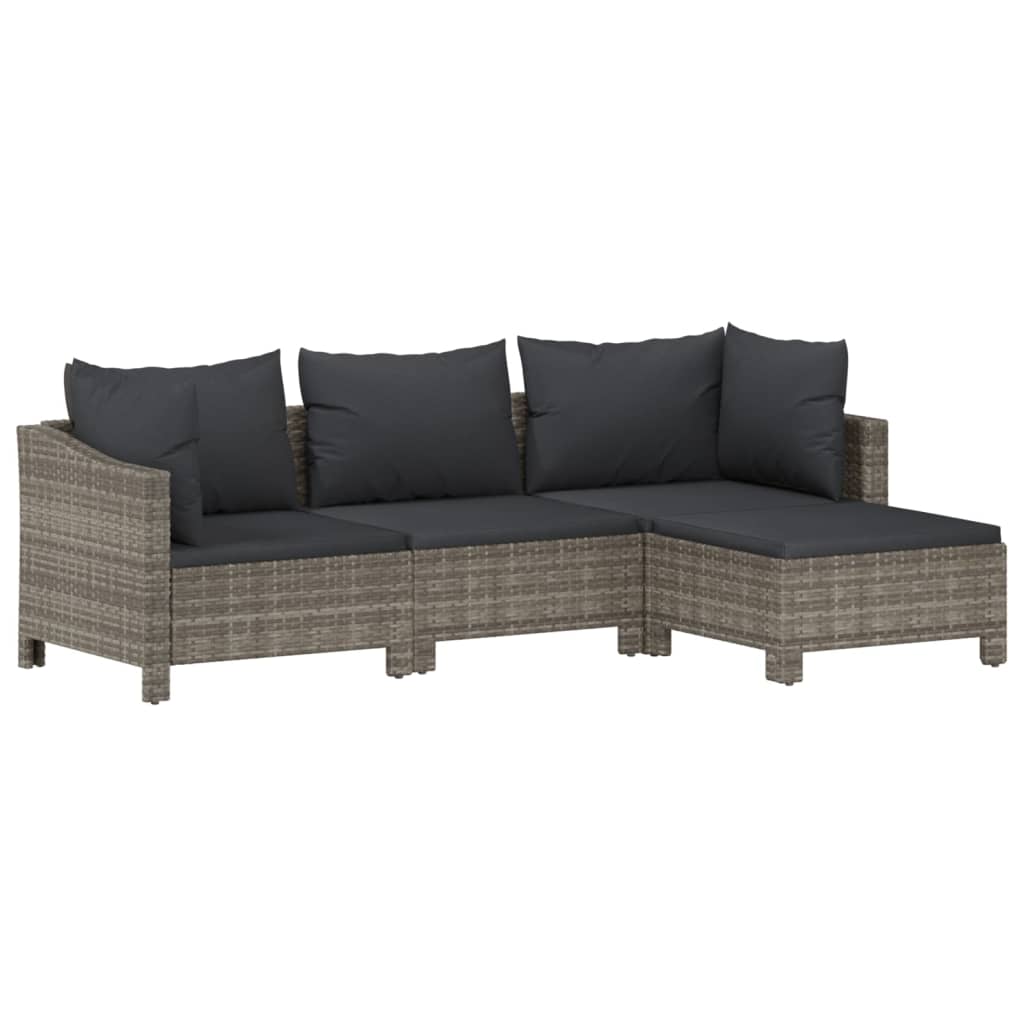 Salon de jardin 6 pcs avec coussins Gris Résine tressée