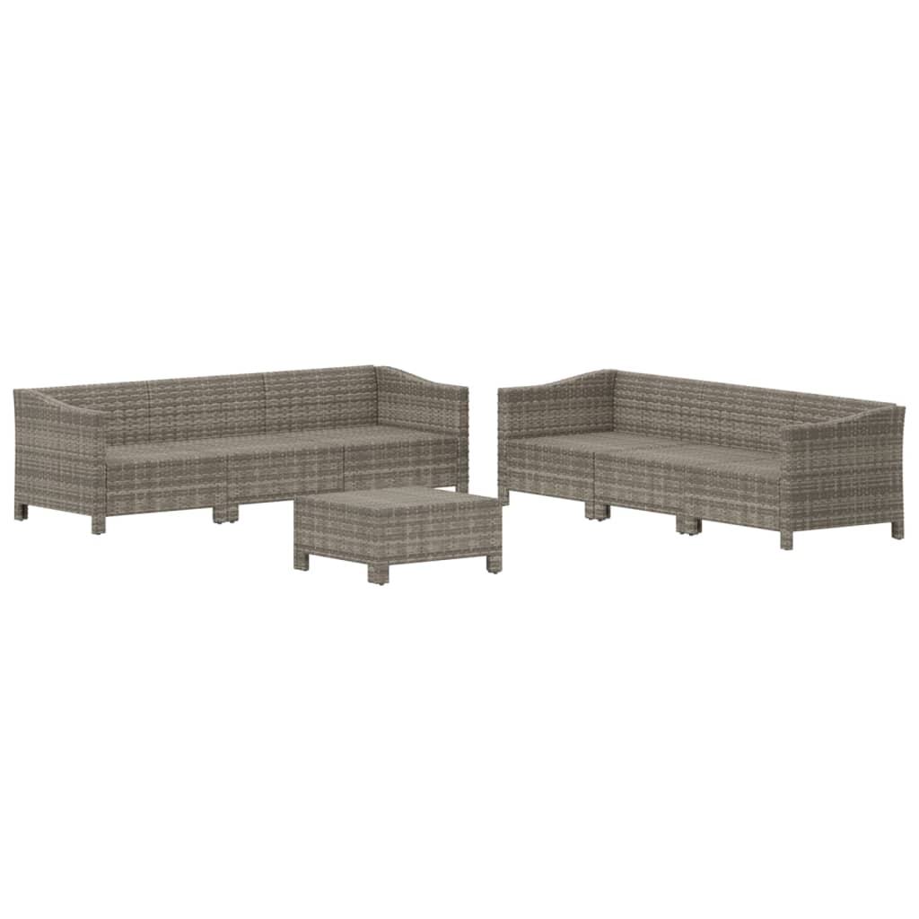 Salon de jardin 7 pcs avec coussins Gris Résine tressée