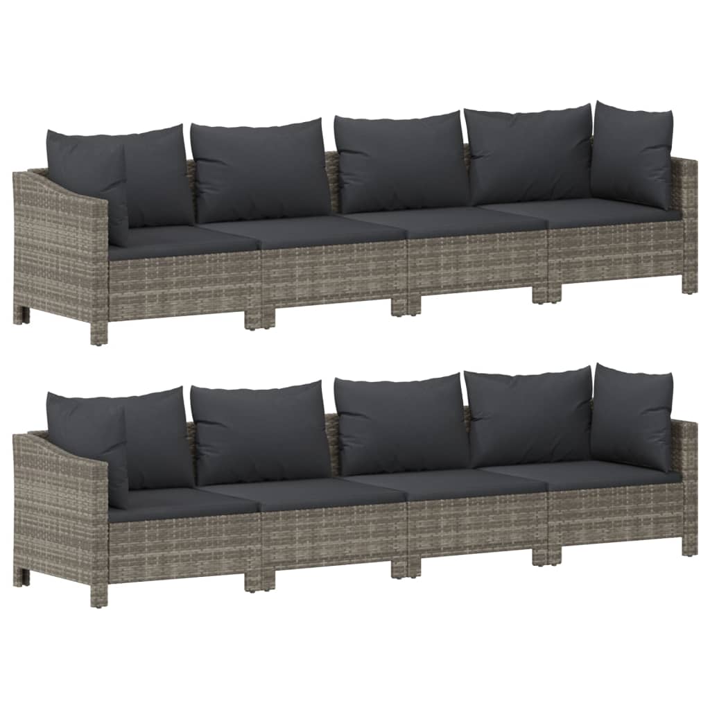 Salon de jardin 9 pcs avec coussins Gris Résine tressée