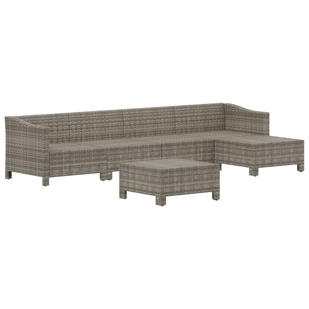 Salon de jardin 6 pcs avec coussins Gris Résine tressée