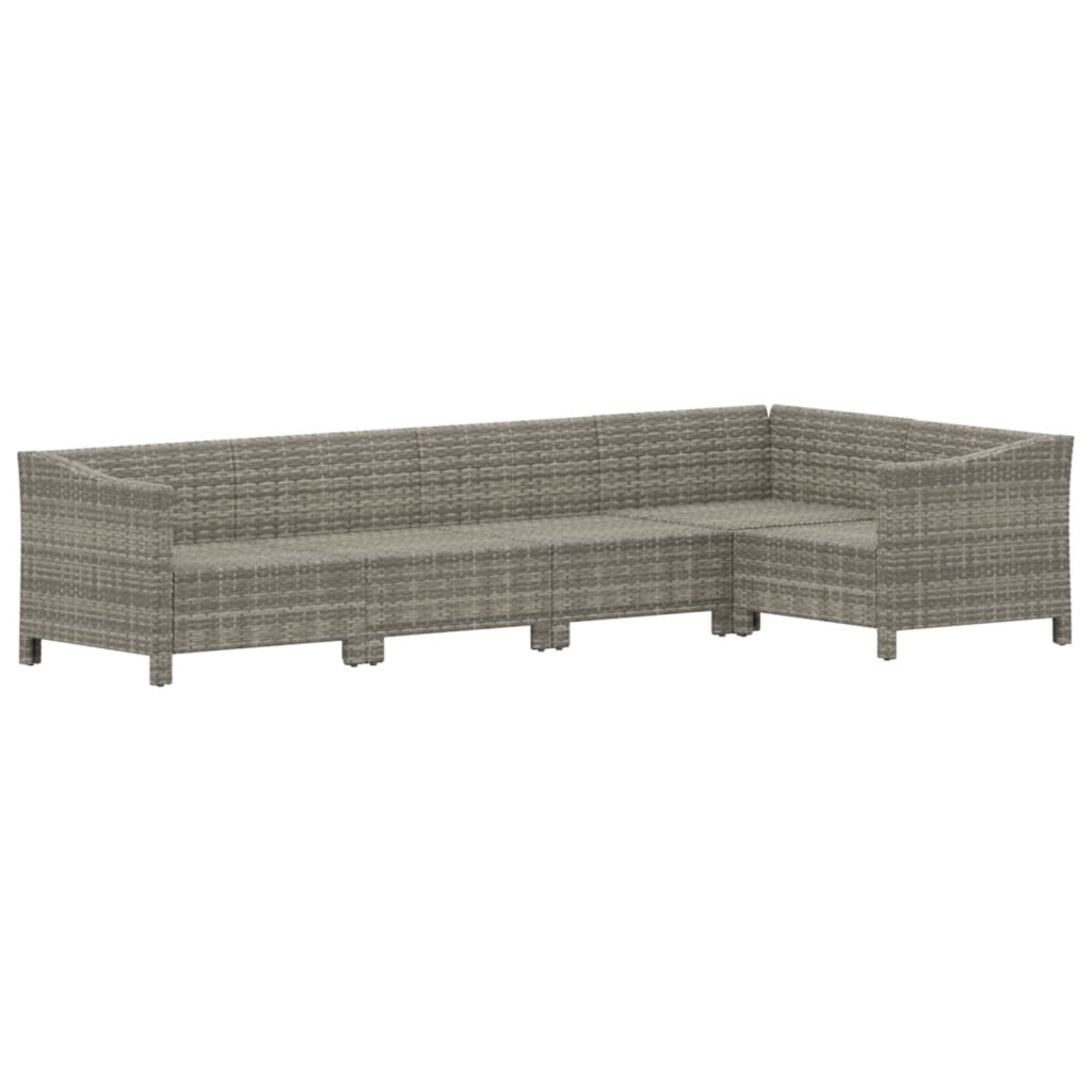 Salon de jardin 5 pcs avec coussins Gris Résine tressée