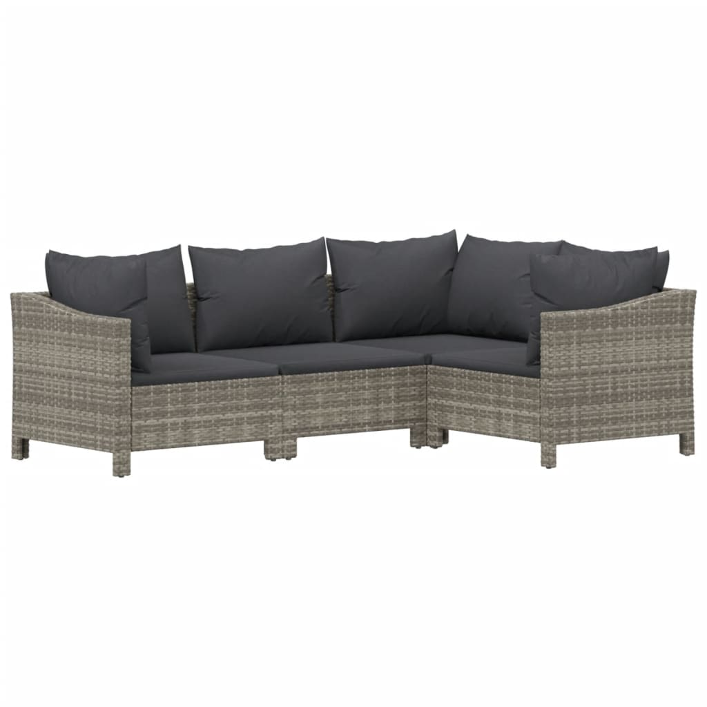 Salon de jardin 6 pcs avec coussins Gris Résine tressée