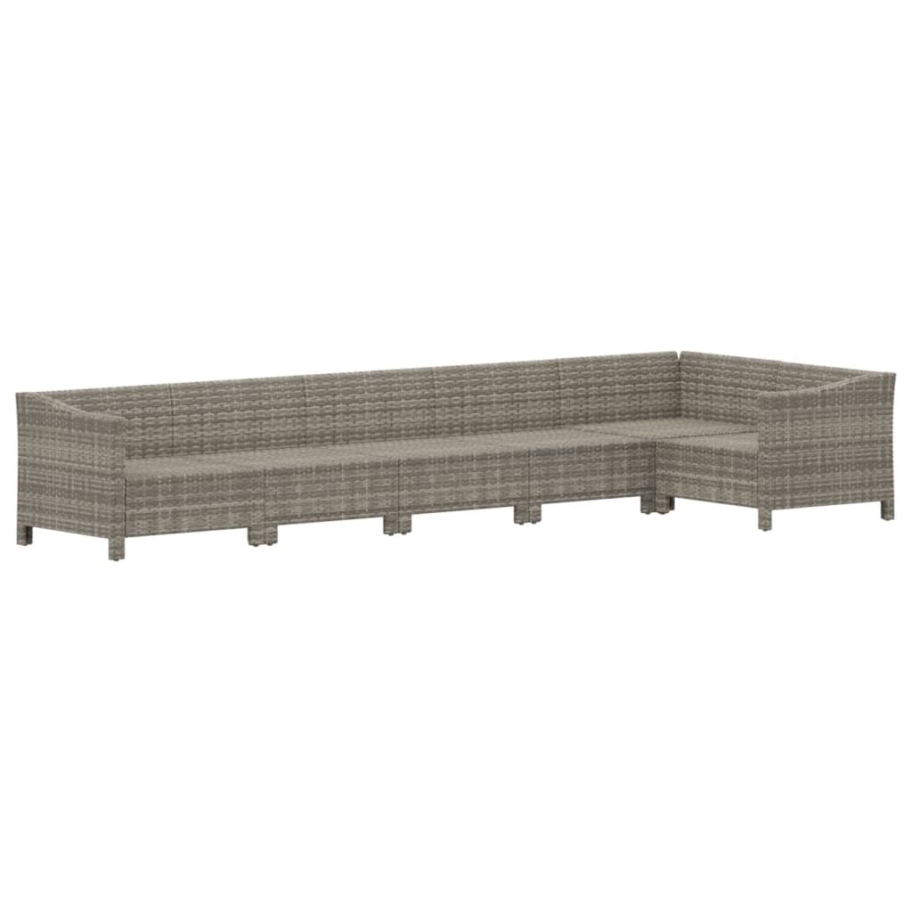Salon de jardin 6 pcs avec coussins Gris Résine tressée