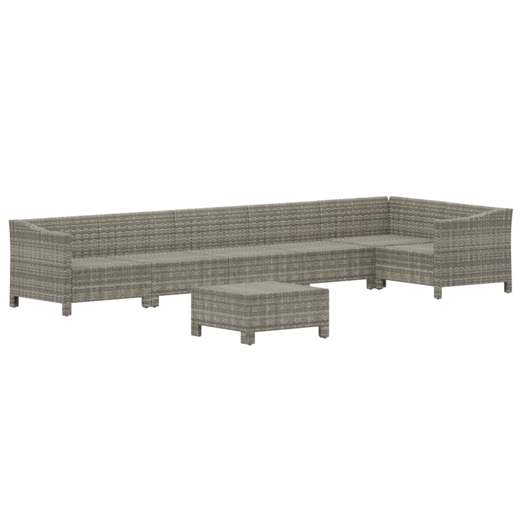 Salon de jardin 7 pcs avec coussins Gris Résine tressée