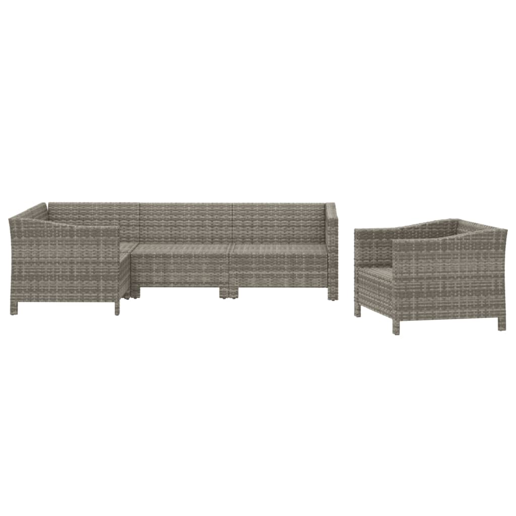 Salon de jardin 5 pcs avec coussins Gris Résine tressée