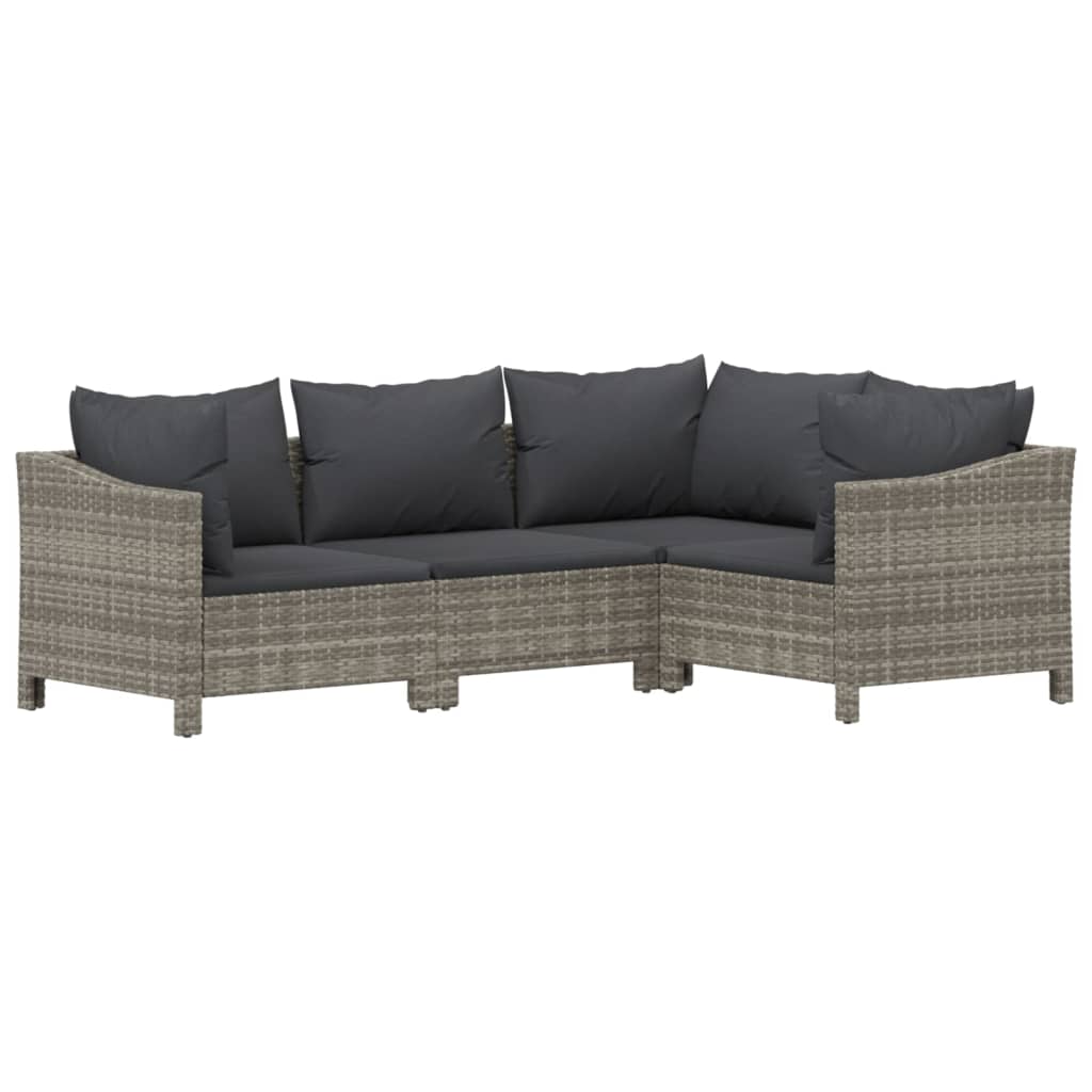 Salon de jardin 8 pcs avec coussins Gris Résine tressée