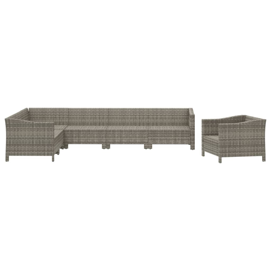 Salon de jardin 7 pcs avec coussins Gris Résine tressée
