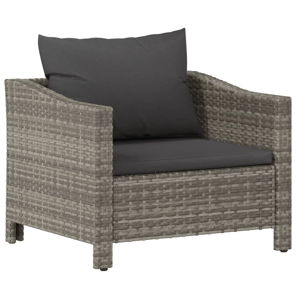 Salon de jardin 8 pcs avec coussins Gris Résine tressée