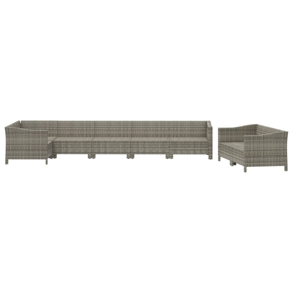 Salon de jardin 8 pcs avec coussins Gris Résine tressée