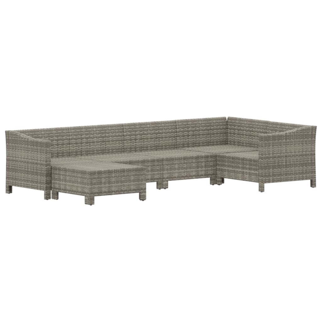 Salon de jardin 6 pcs avec coussins Gris Résine tressée