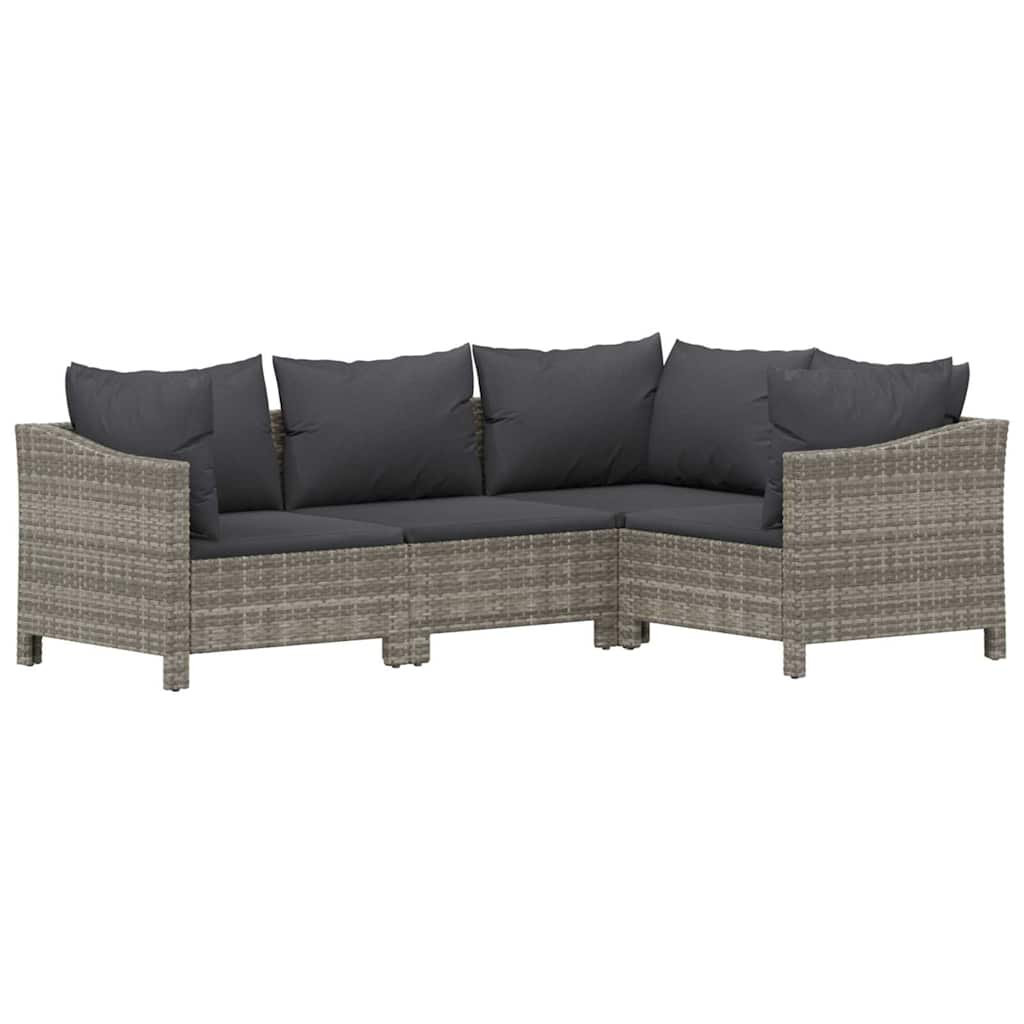 Salon de jardin 6 pcs avec coussins Gris Résine tressée