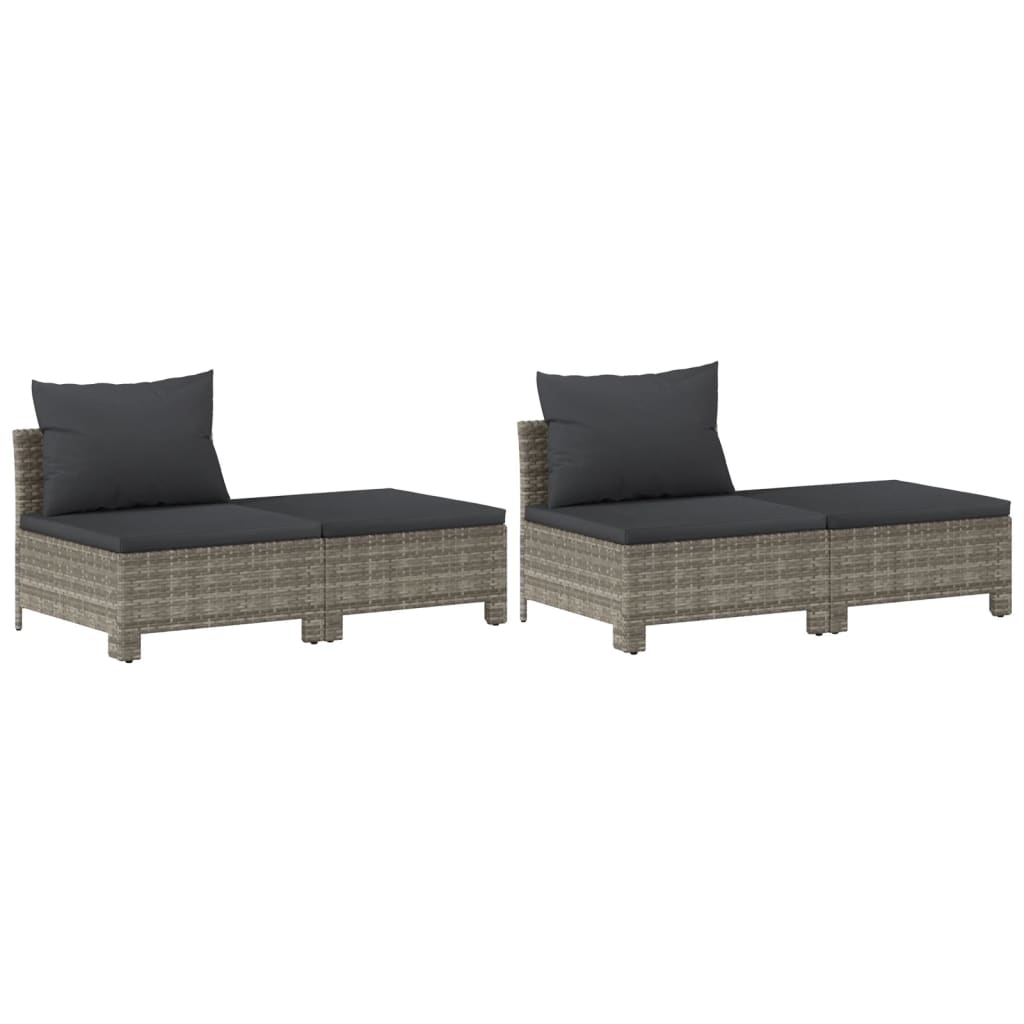 Salon de jardin 8 pcs avec coussins Gris Résine tressée