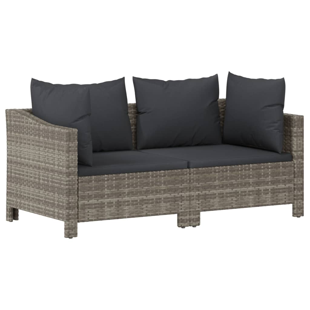 Salon de jardin 6 pcs avec coussins Gris Résine tressée