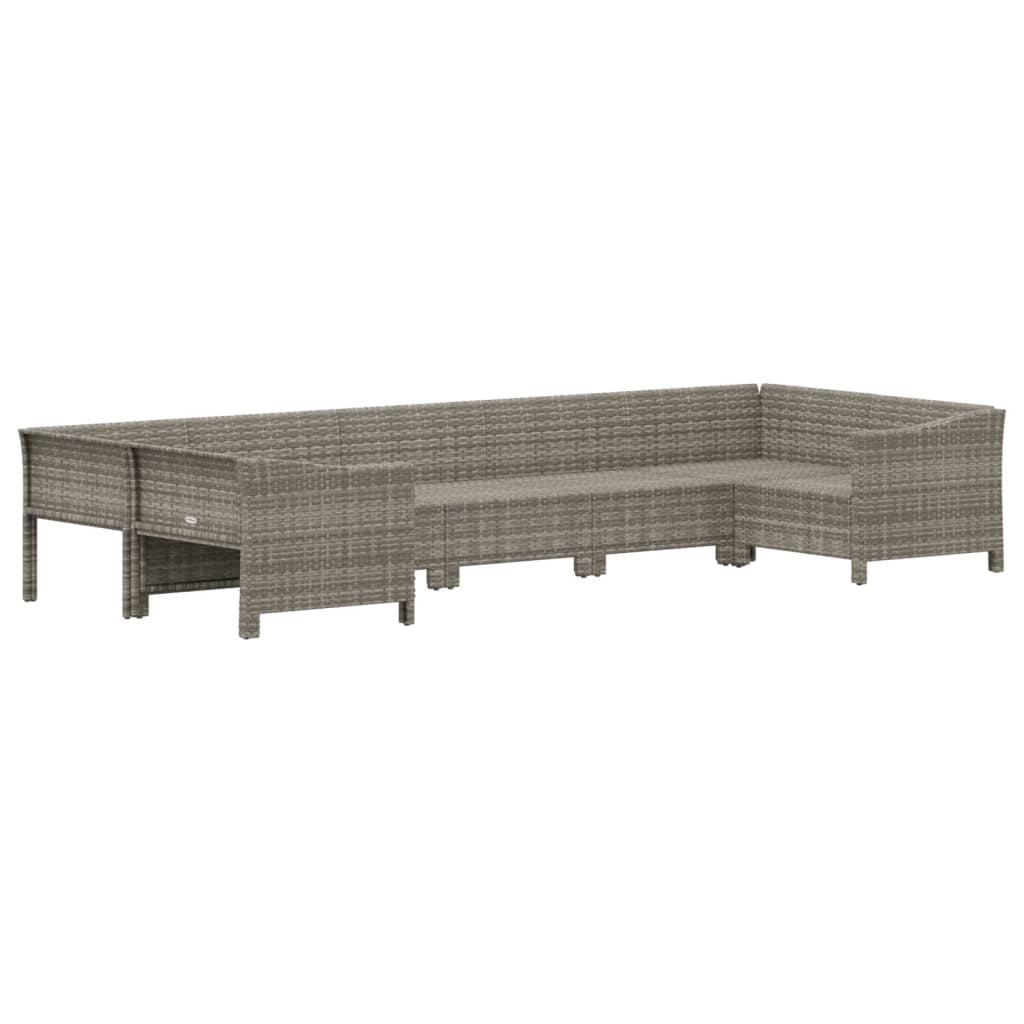 Salon de jardin 7 pcs avec coussins Gris Résine tressée