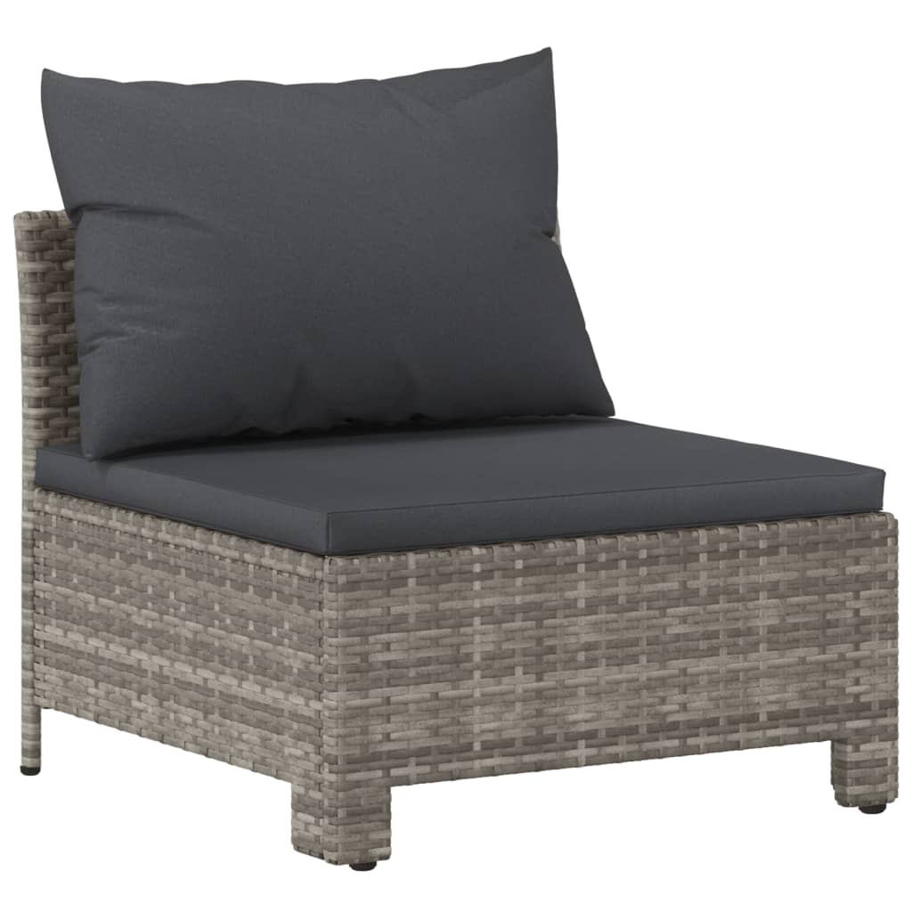Salon de jardin 9 pcs avec coussins Gris Résine tressée