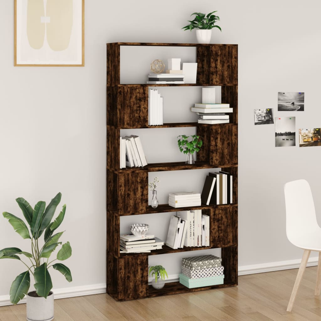 Bibliothèque/Séparateur de pièce chêne fumé 100x24x188 cm - XIOS