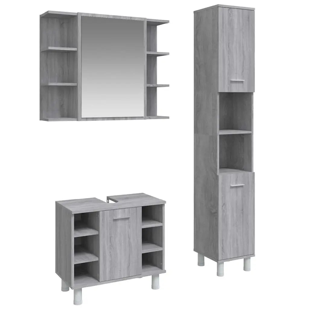 Ensemble d’armoires de salle de bain 3 pcs sonoma gris - XIOS