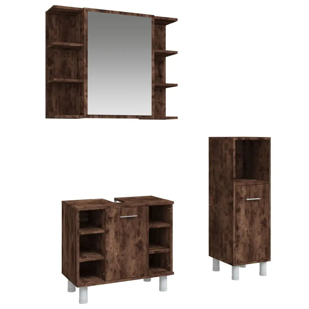 Ensemble d’armoires de salle de bain 3 pcs chêne fumé - XIOS