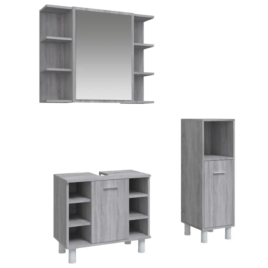 Ensemble d’armoires de salle de bain 3 pcs sonoma gris - XIOS