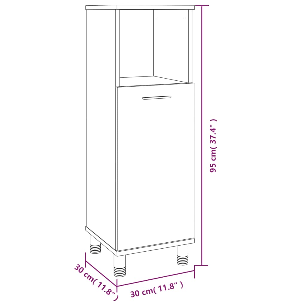 Ensemble d'armoires de salle de bain 3 pcs sonoma gris