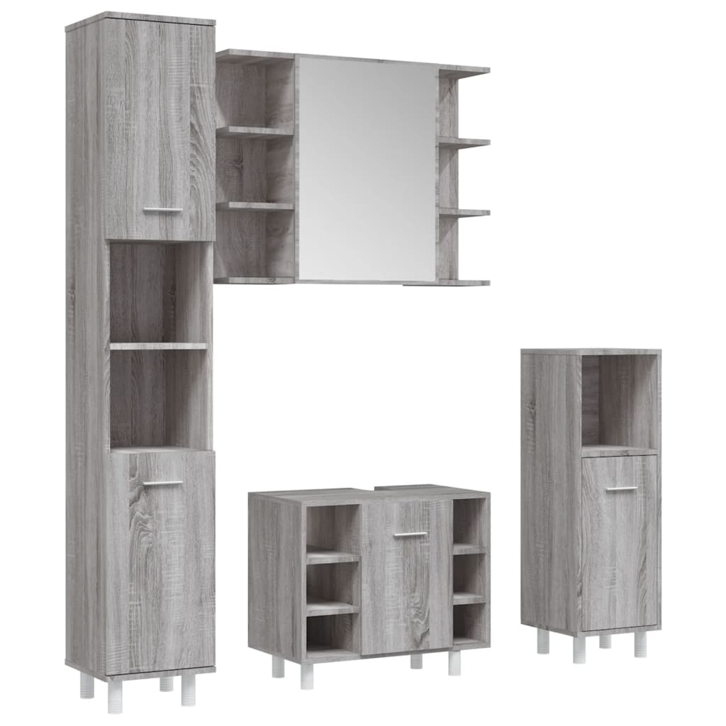Ensemble d'armoires de salle de bain 4 pcs sonoma gris