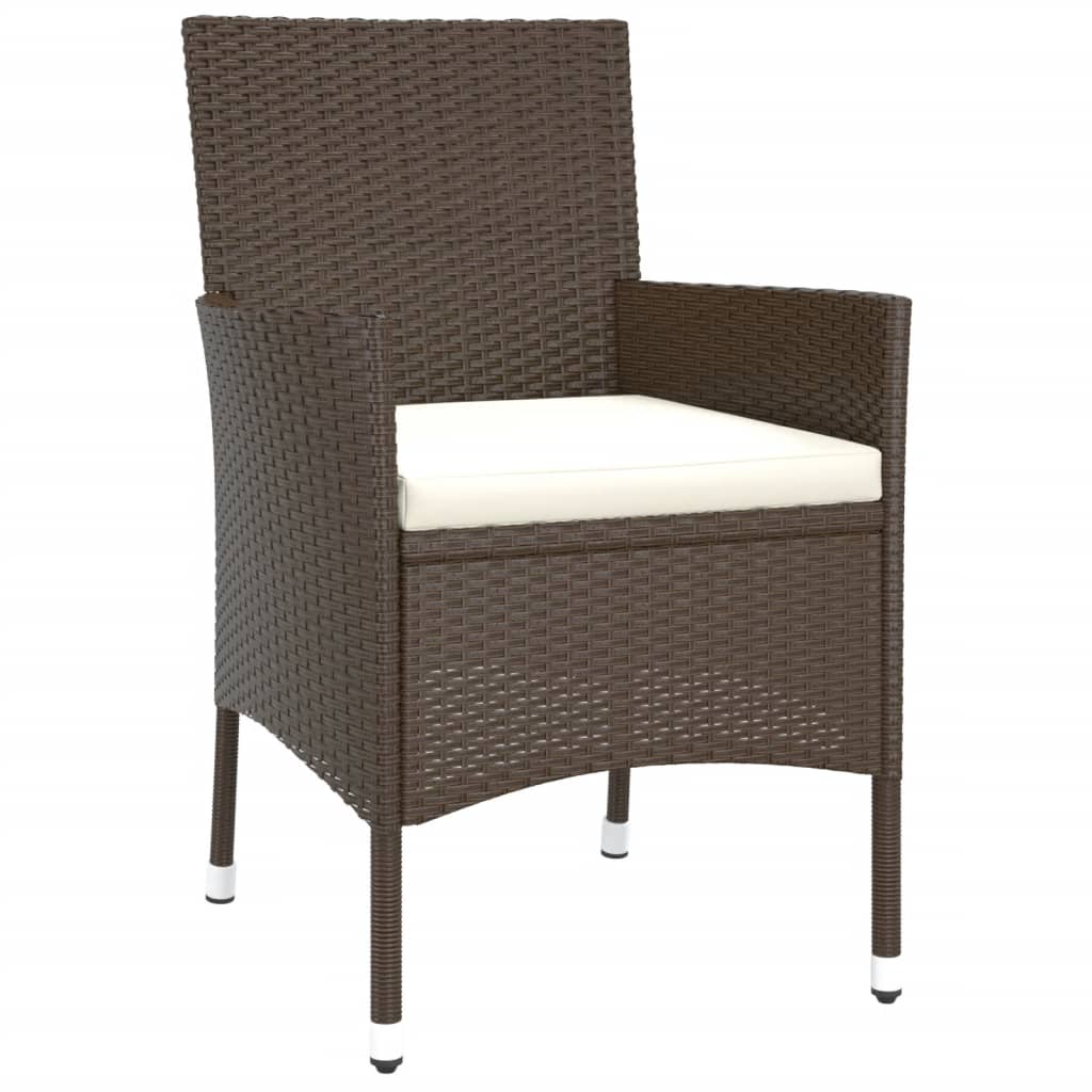 Ensemble à manger de jardin 5 pcs et coussins marron poly rotin