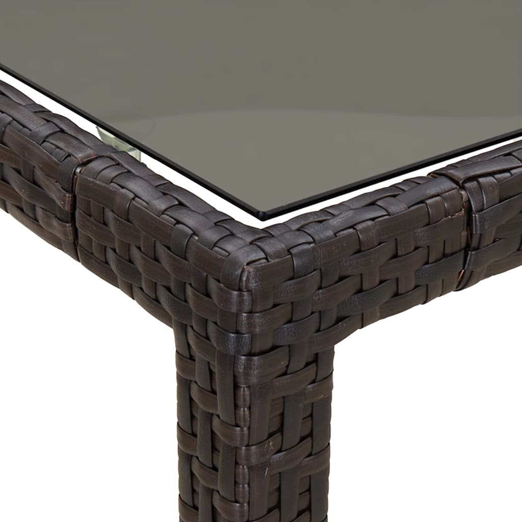 Ensemble à manger de jardin 5 pcs et coussins marron poly rotin