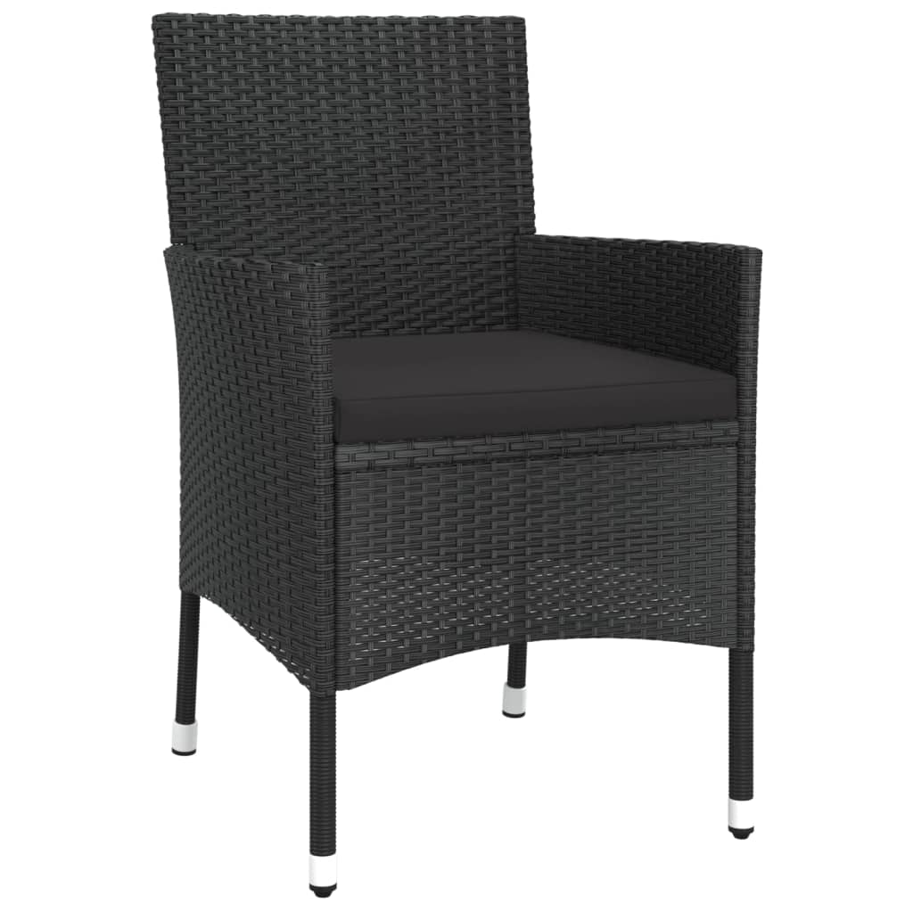 Ensemble à manger jardin 9pcs et coussins noir résine tressée