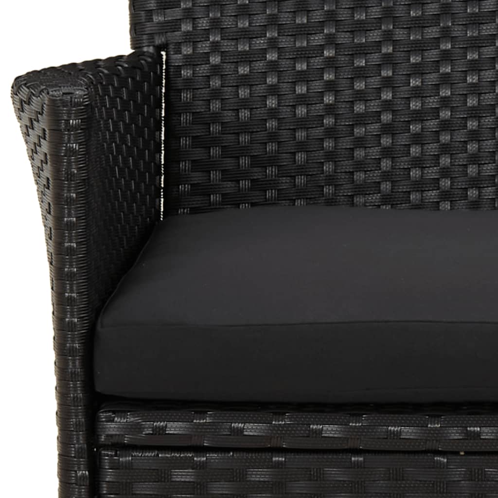 Ensemble à manger jardin 9pcs et coussins noir résine tressée