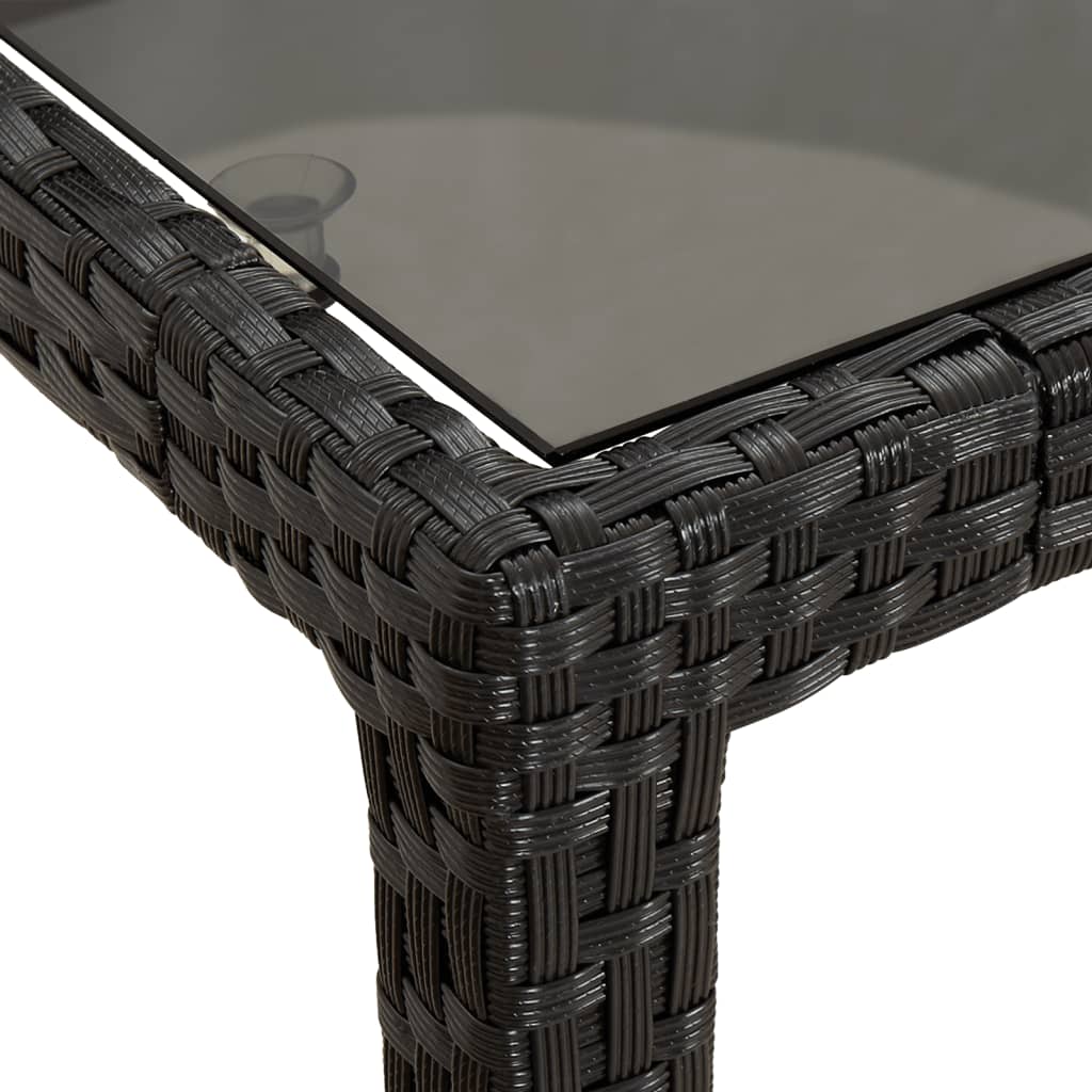 Ensemble à manger jardin 9pcs et coussins noir résine tressée