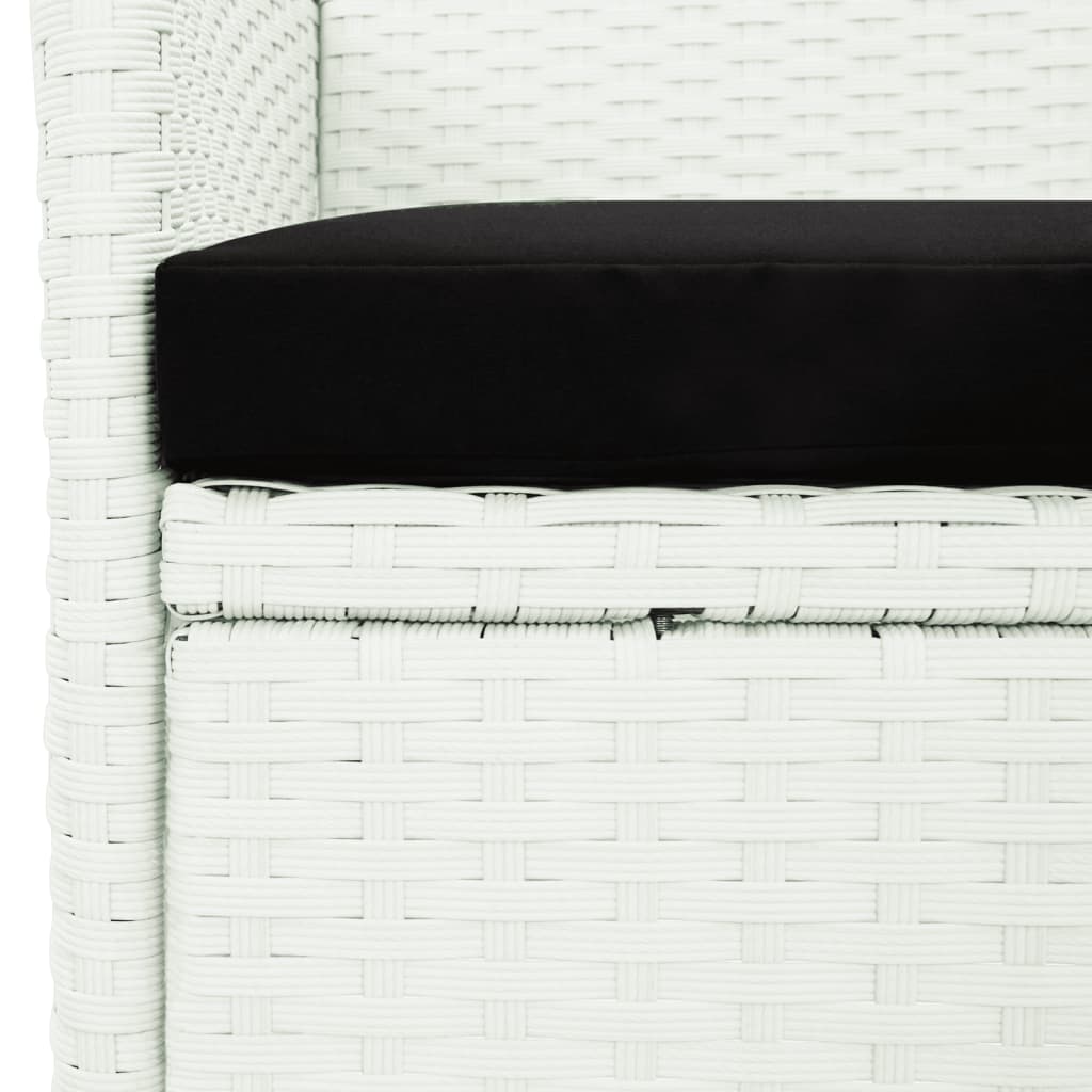 Ensemble à manger de jardin et coussins 5 pcs blanc poly rotin