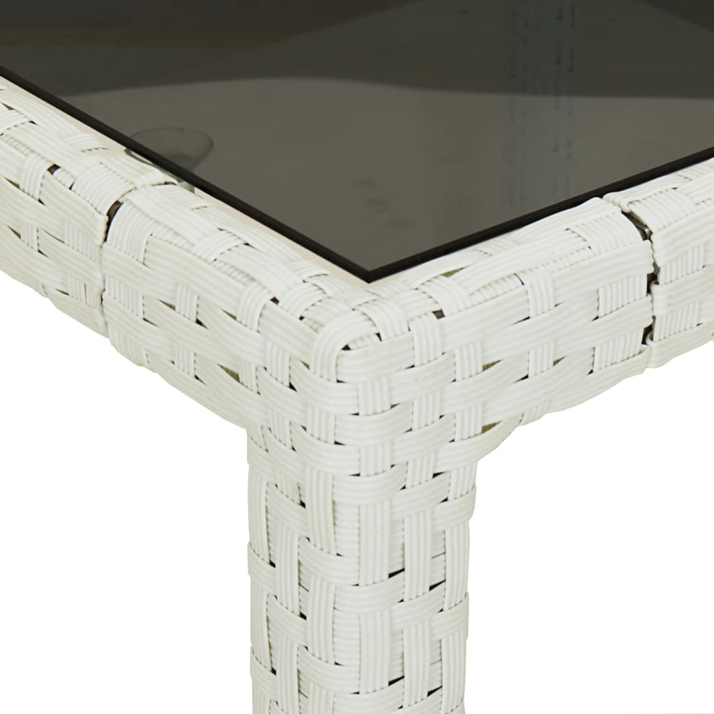 Ensemble à manger de jardin et coussins 5 pcs blanc poly rotin