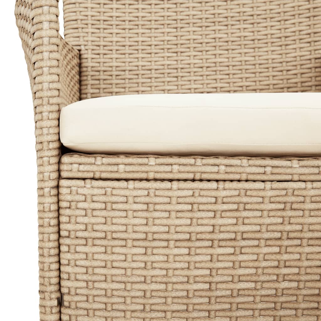 Ensemble à manger de jardin avec coussins 5pcs Beige poly rotin