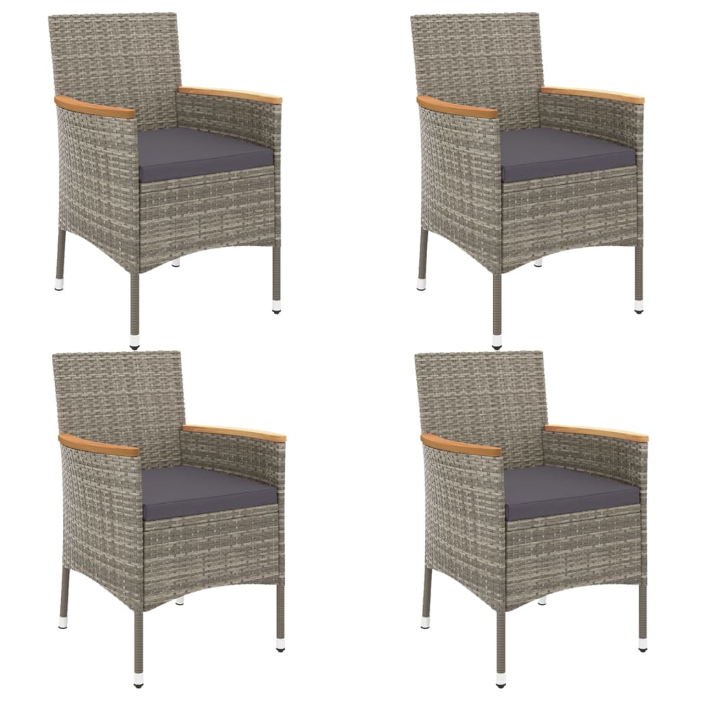 Ensemble à manger de jardin 5 pcs coussins gris résine tressée