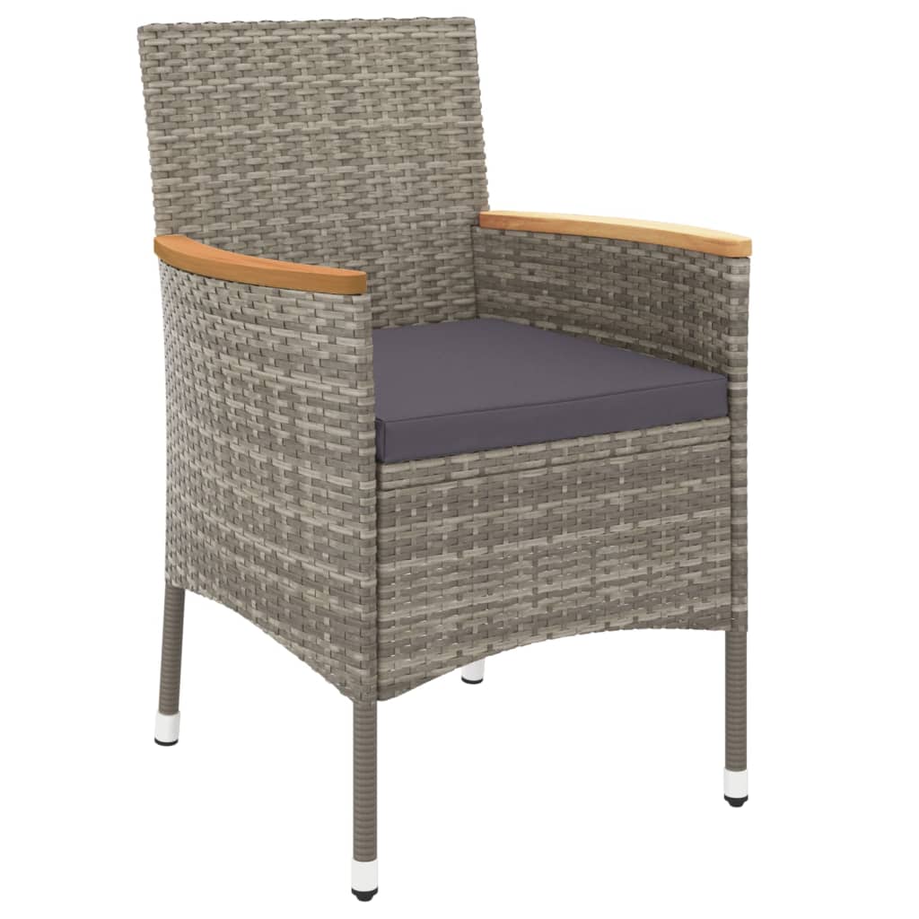 Ensemble à manger de jardin 5 pcs coussins gris résine tressée