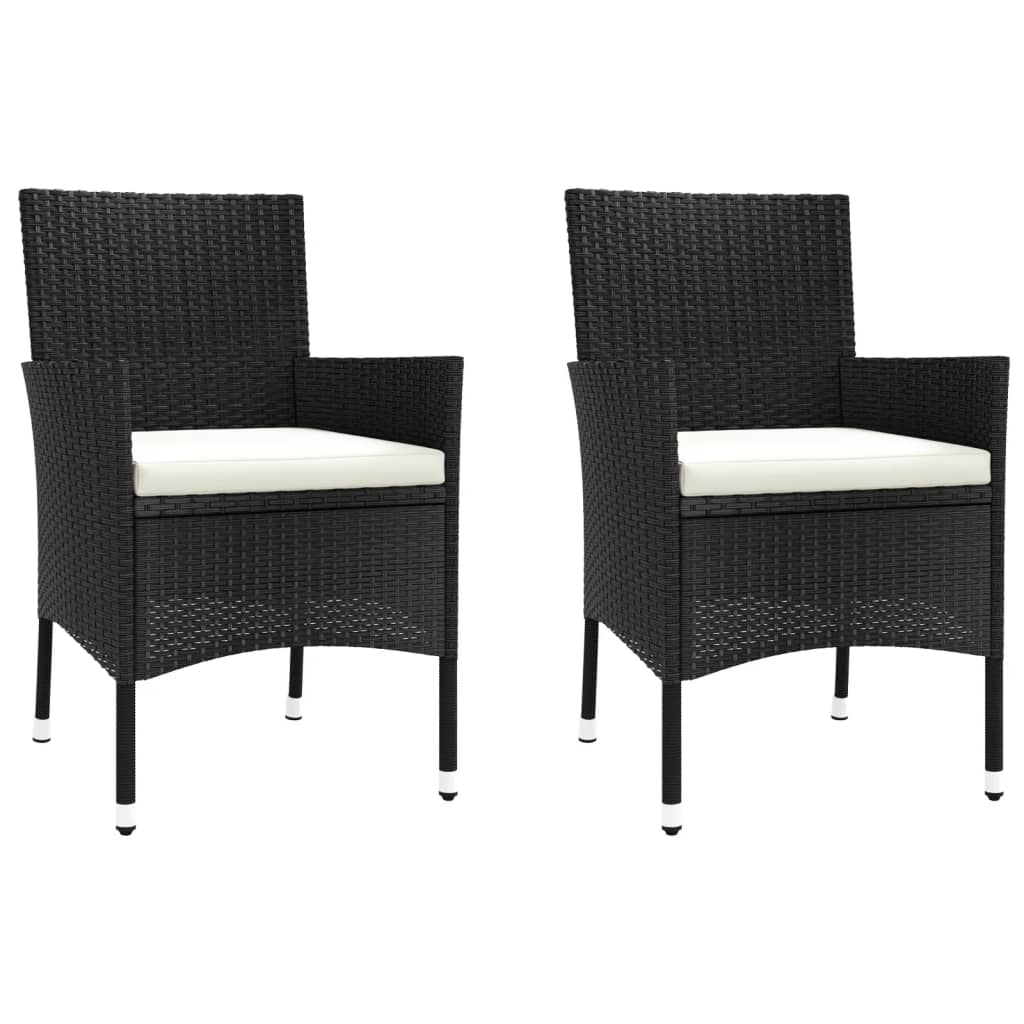 Ensemble à manger de jardin avec coussins 3 pcs Noir
