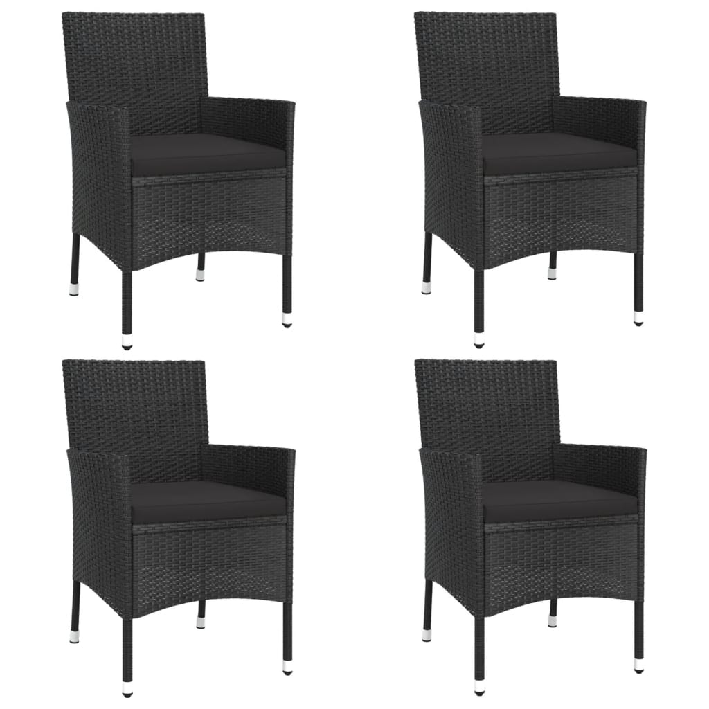 Ensemble à manger de jardin coussins 5pcs Noir Résine tressée