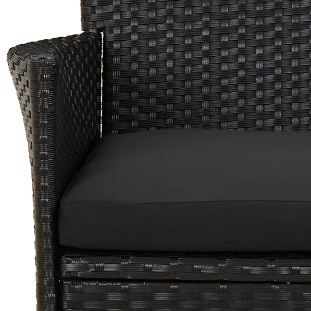 Ensemble à manger de jardin coussins 5pcs Noir Résine tressée