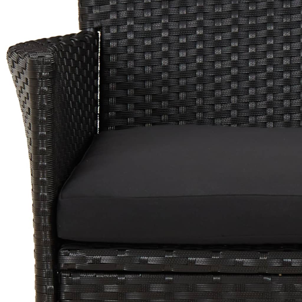 Ensemble à manger jardin 9pcs et coussins noir résine tressée