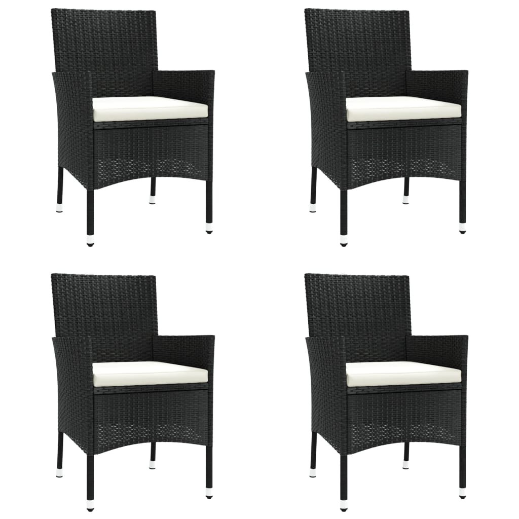 Ensemble de bistro de jardin 5 pcs coussins noir poly rotin