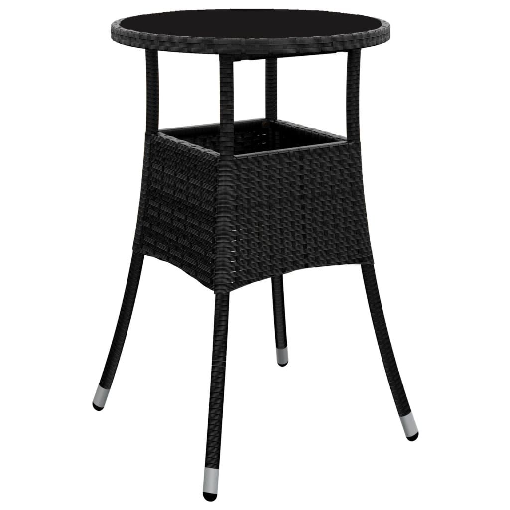 Ensemble de bistro de jardin 3 pcs coussins noir poly rotin