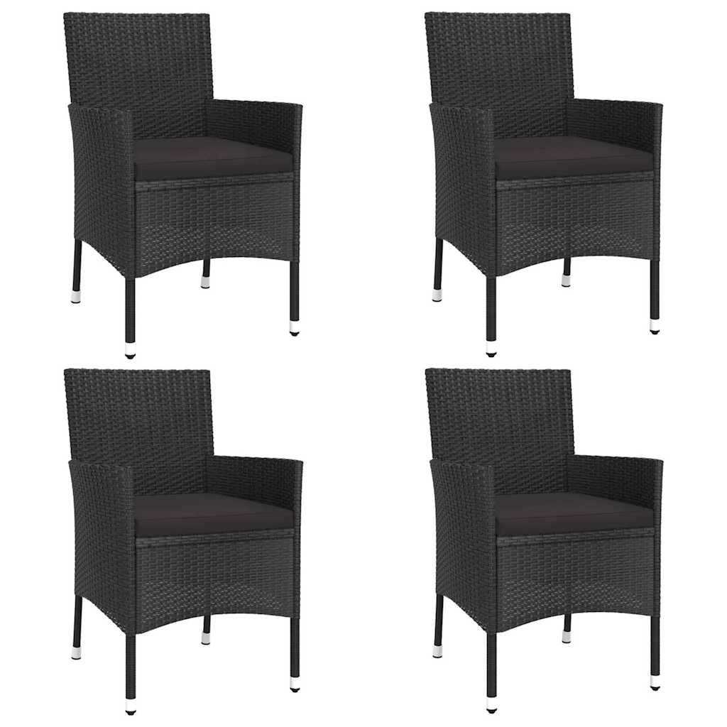 Ensemble de bistro de jardin 5 pcs coussins noir poly rotin