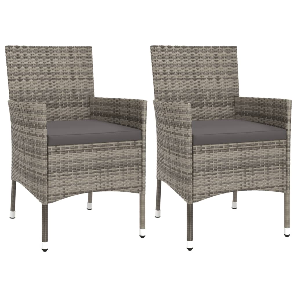 Ensemble de bistro de jardin 3 pcs coussins gris poly rotin