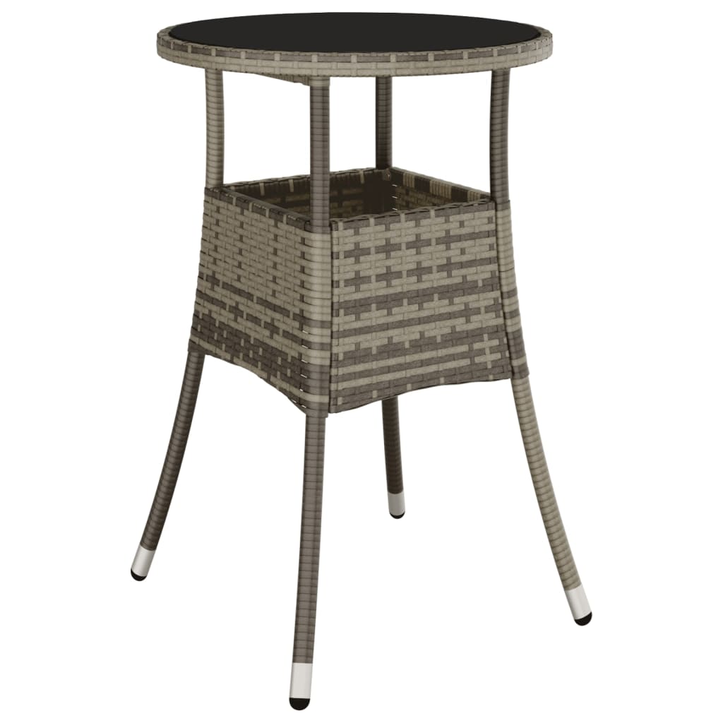 Ensemble de bistro de jardin 3 pcs coussins gris poly rotin