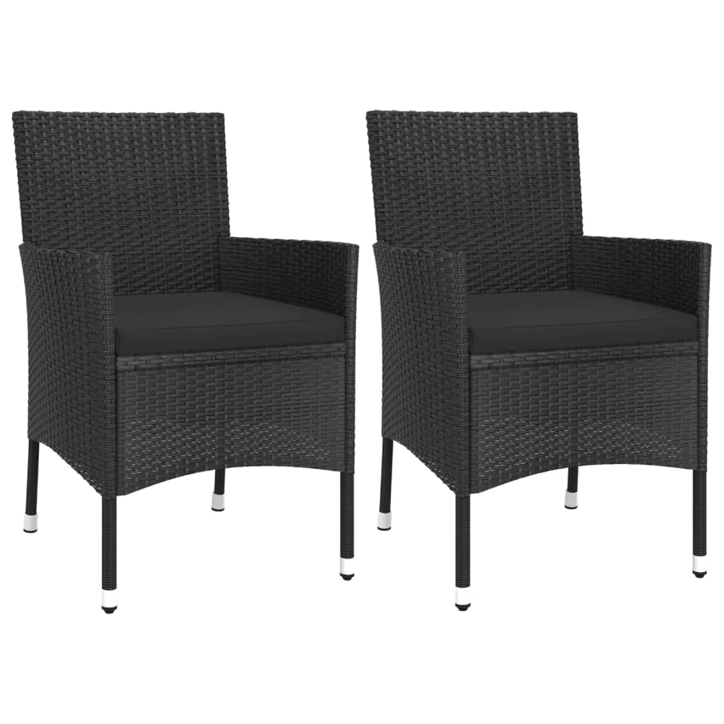 Ensemble de bistro de jardin 3 pcs coussins noir poly rotin