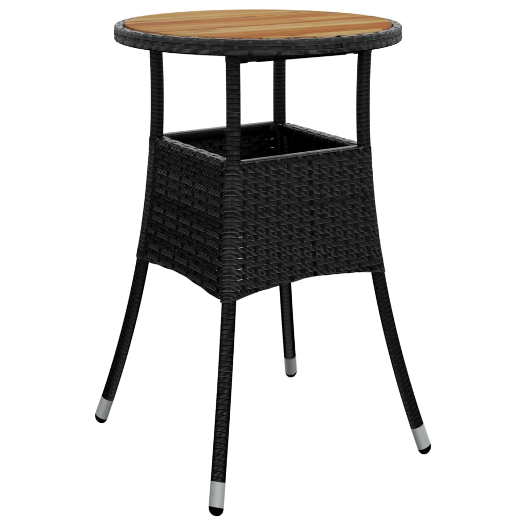 Ensemble de bistro de jardin 3 pcs coussins noir poly rotin
