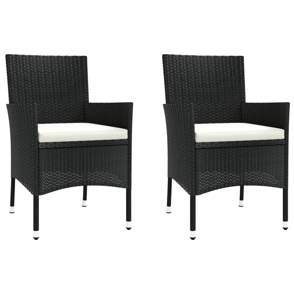 Ensemble de bistro de jardin 3 pcs coussins noir poly rotin
