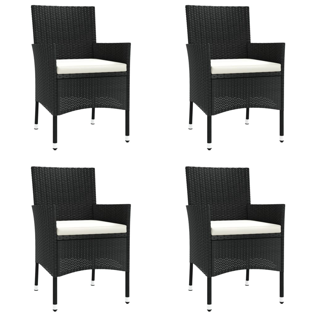 Ensemble de bistro de jardin 5 pcs coussins noir poly rotin